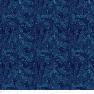 Collection Rhapsodie -Feuilles Double Largeur 274 cm-Bleu-100% Coton-21240102W-02
