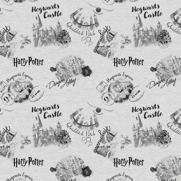 Harry Potter Stamps Collection-Wizarding Sketches-Grey-100% Cotton-238 –  Camelot Fabrics®