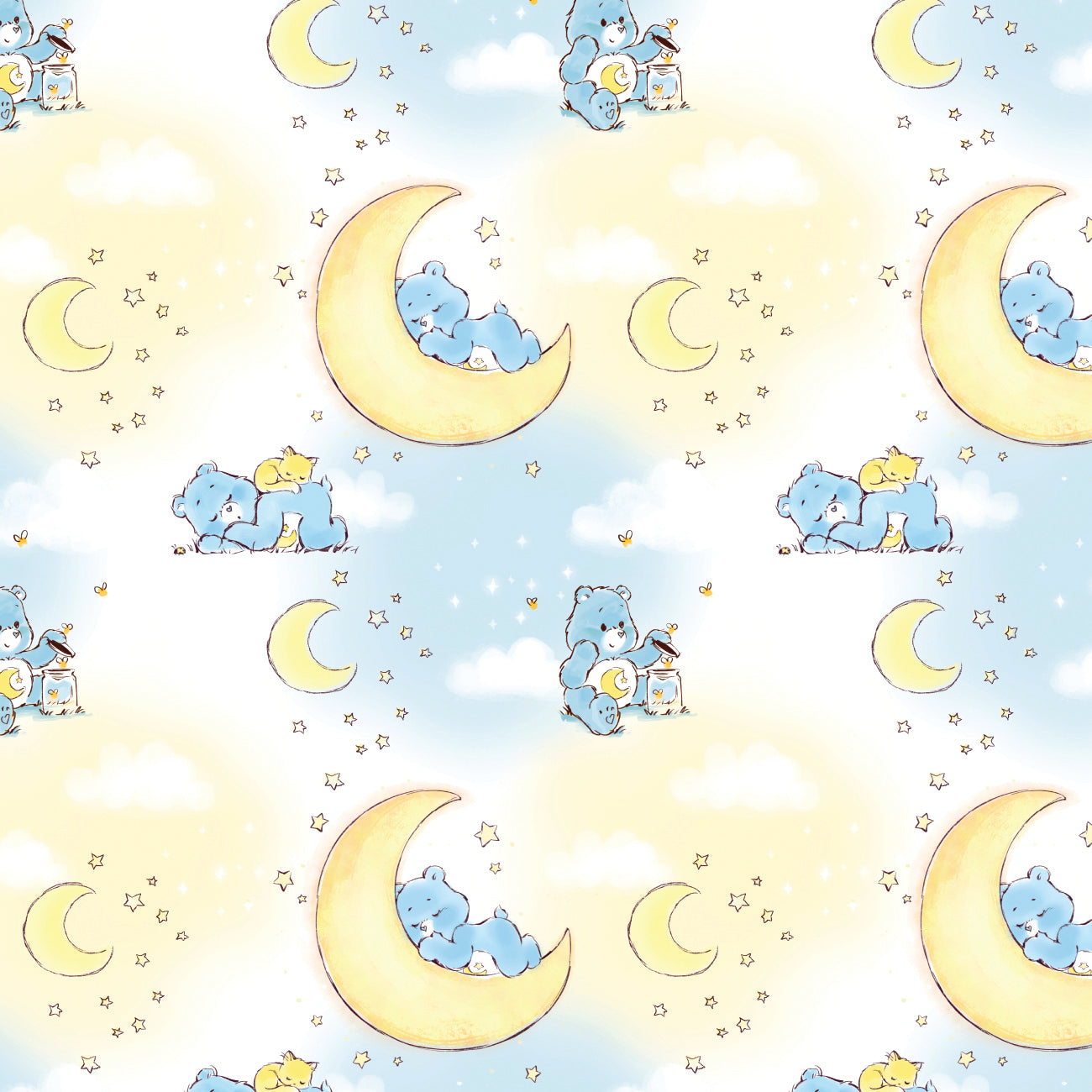 Care Bears Baby Make a Wish Collection-Baby Bedtime Bear-Light Blue-100% Cotton 44011103-01