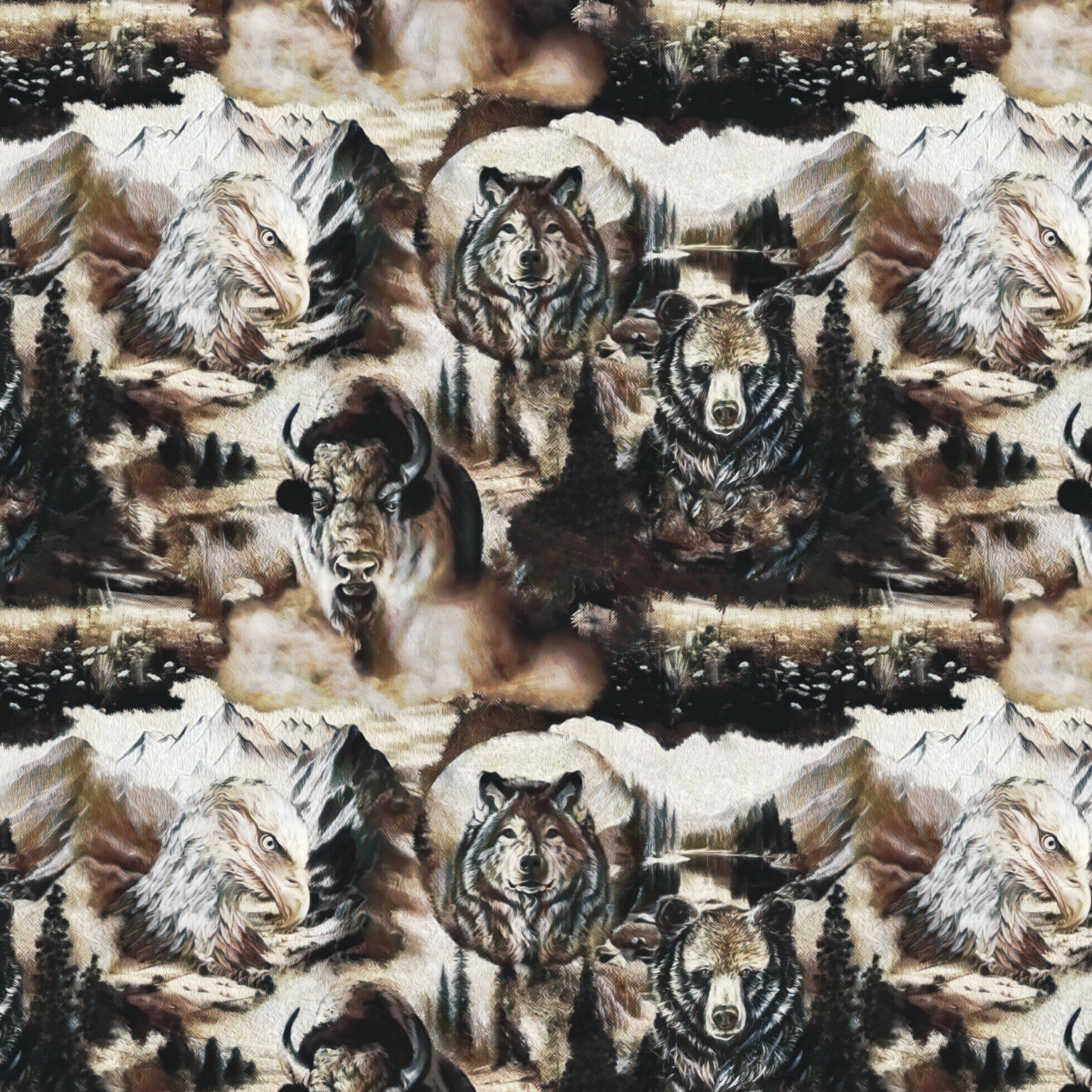 Strokes of the Wild Collection-Wilderness Collage-Multi-100% Cotton 55230701-01