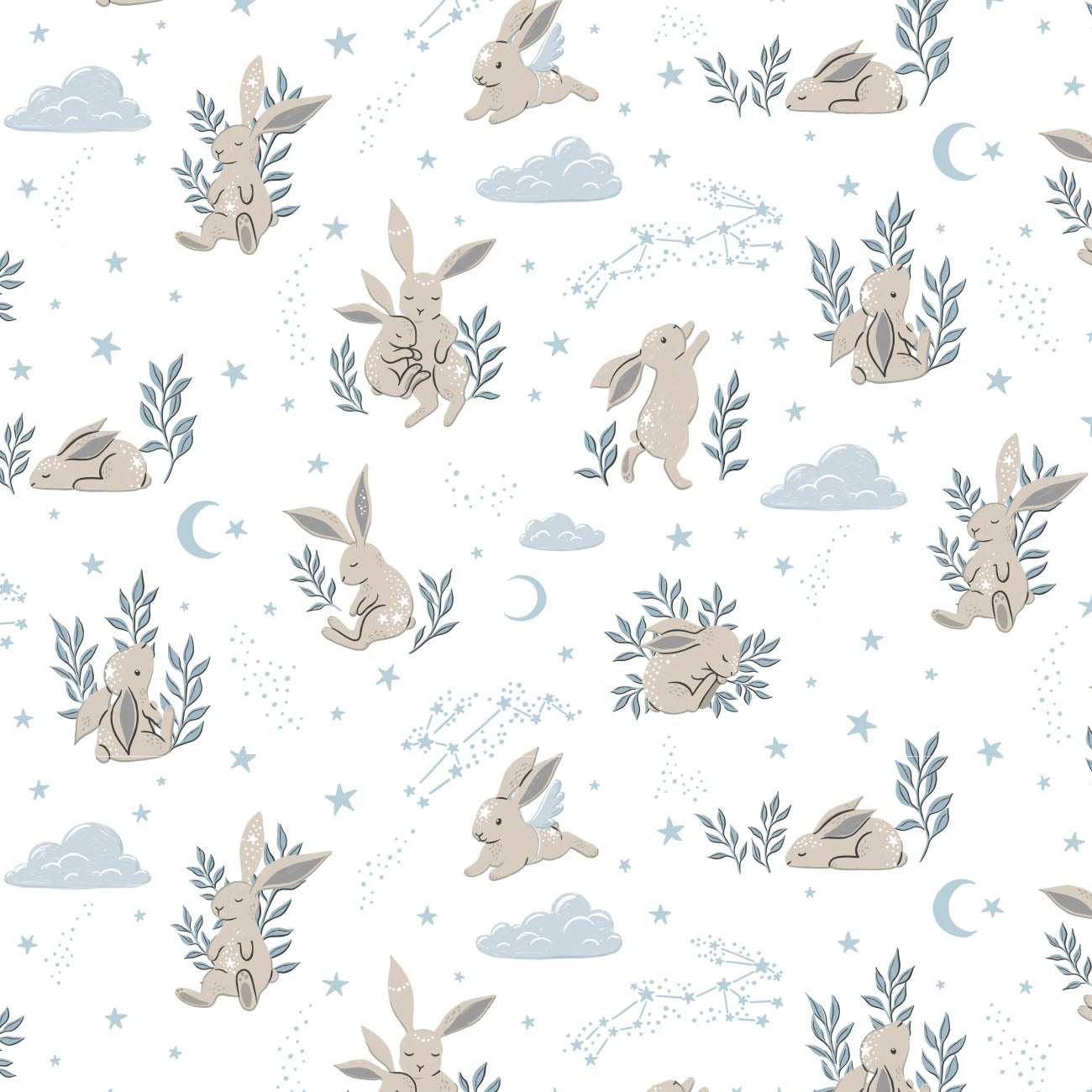 Fleece and Flannel 2024 Catalog-Bunny Dreams-White-Cotton Flannel-82230101B-01