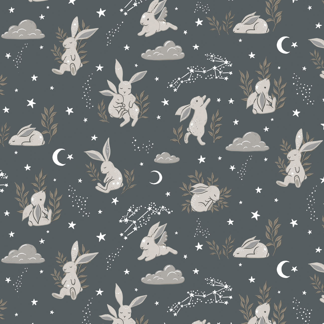 Fleece and Flannel 2024 Catalog-Bunny Dreams-Grey-Cotton Flannel-82230101B-03