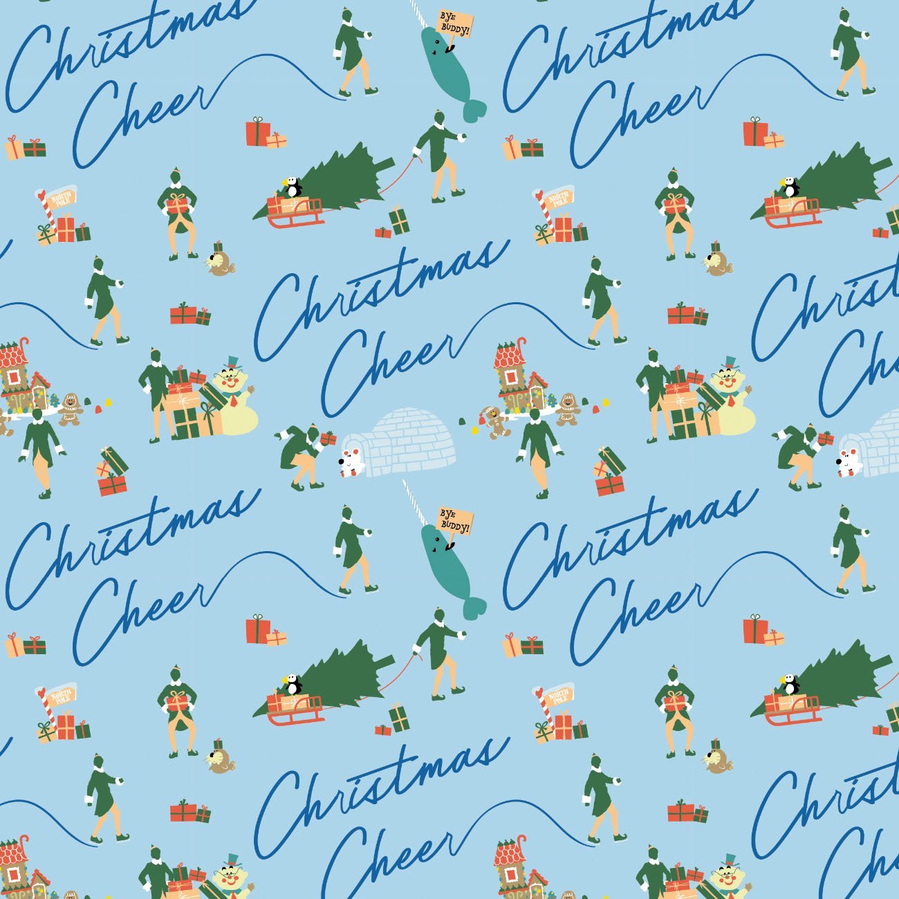 Character Winter Holiday III - Elf Christmas Cheer - Cotton - Light Blue