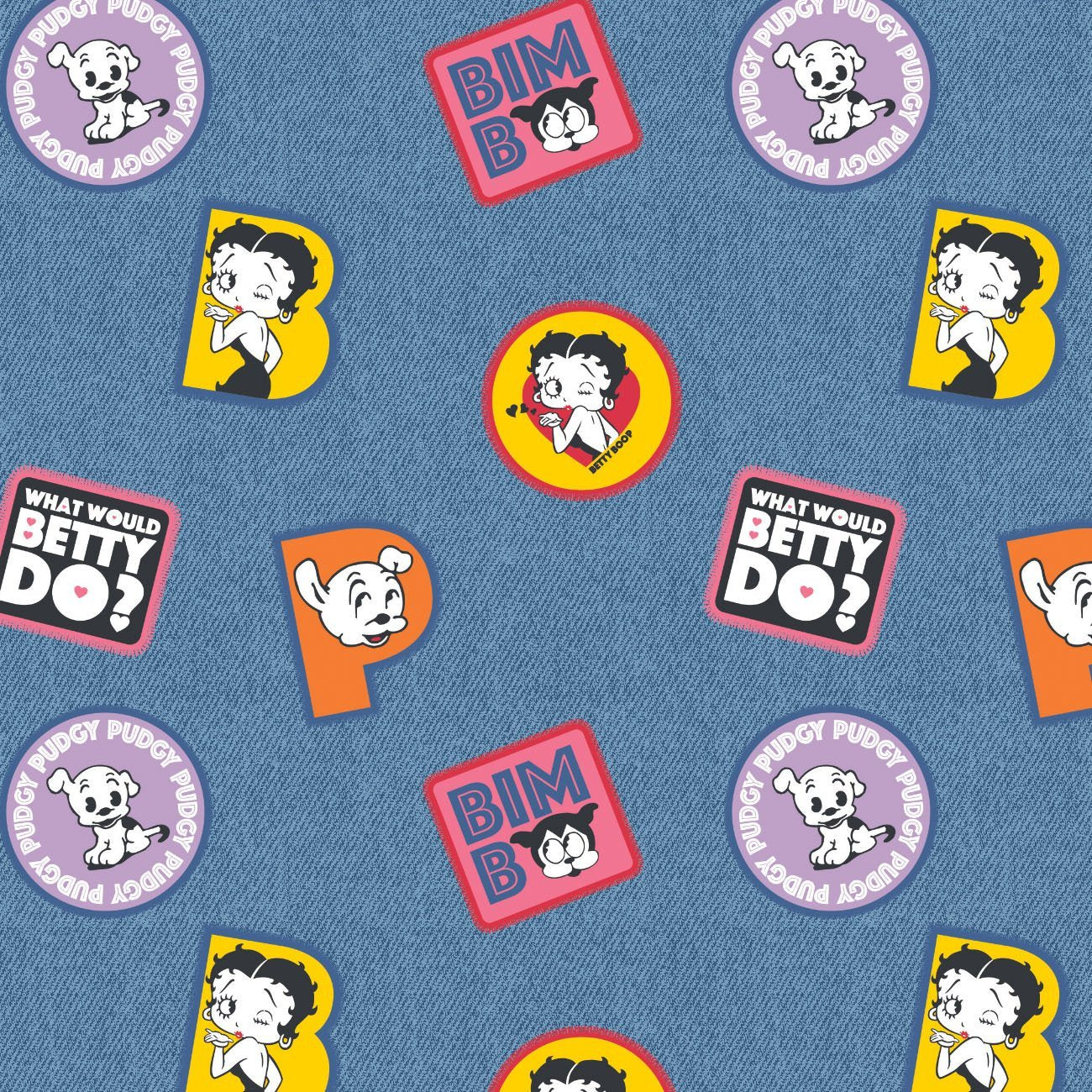 Betty Boop Collection III - Boop Denim Patches - Cotton - Blue