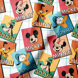 Disney Mickey and Friends Happy Times Collection - Mickey & Friends Trading Card Stack Minky - White - Minky 85271087M-01