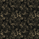 Stamp Collector Collection-Postmarks-Quilting Cotton-Black - 14250304-02