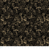 Stamp Collector Collection-Postmarks-Quilting Cotton-Black - 14250304-02