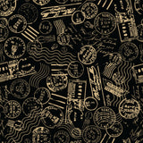 Stamp Collector Collection-Postmarks-Quilting Cotton-Black - 14250304-02