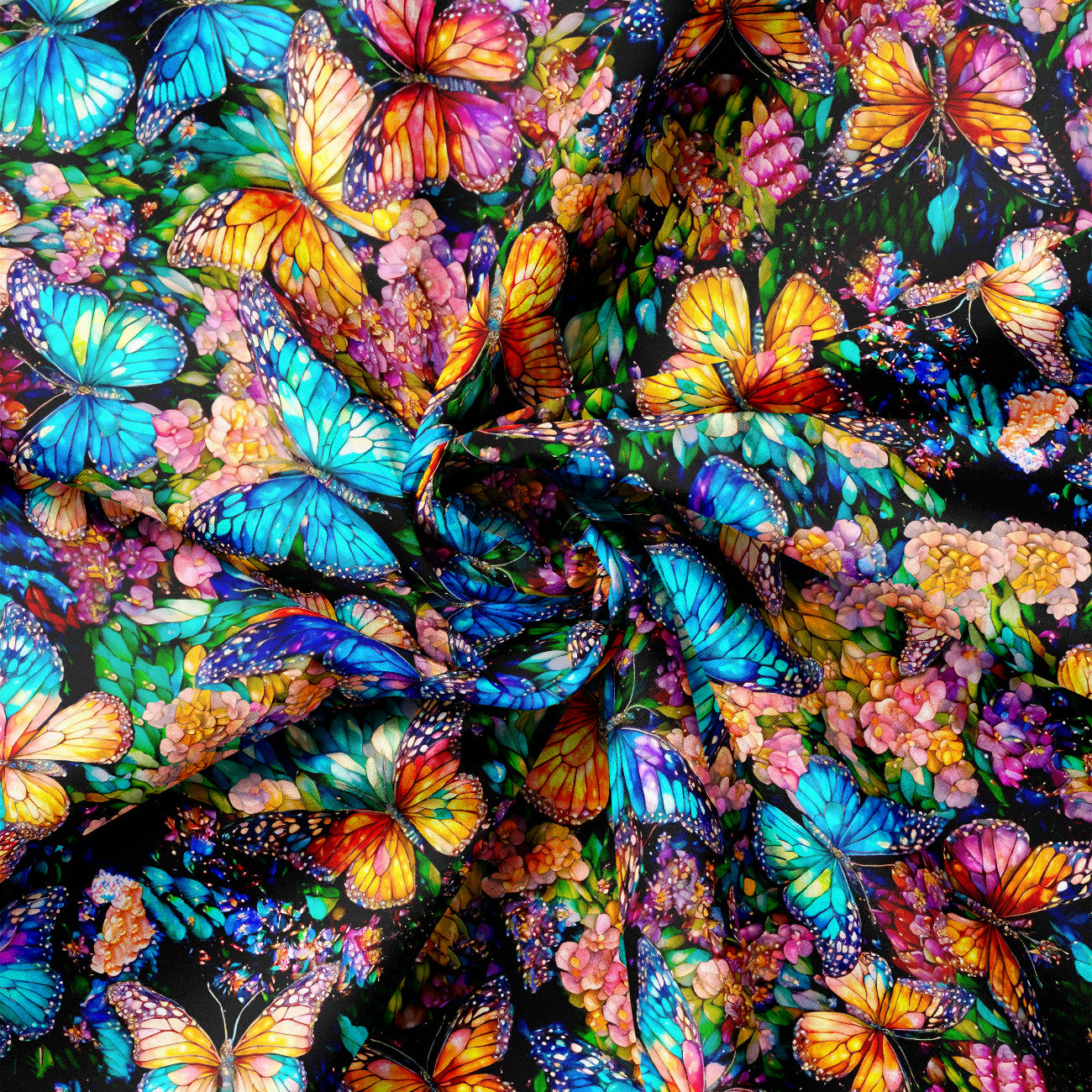 Gigi in the Garden Collection-Stained Glass Butterflies Wide Width 108"-100% Cotton Sateen-Wide Width-16240101SW-01