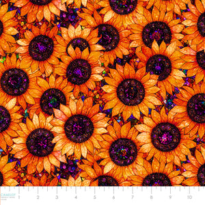 Sonny in the Sunflowers Collection-Stained Glass Sunflowers-Orange-100% Cotton-16240201-02