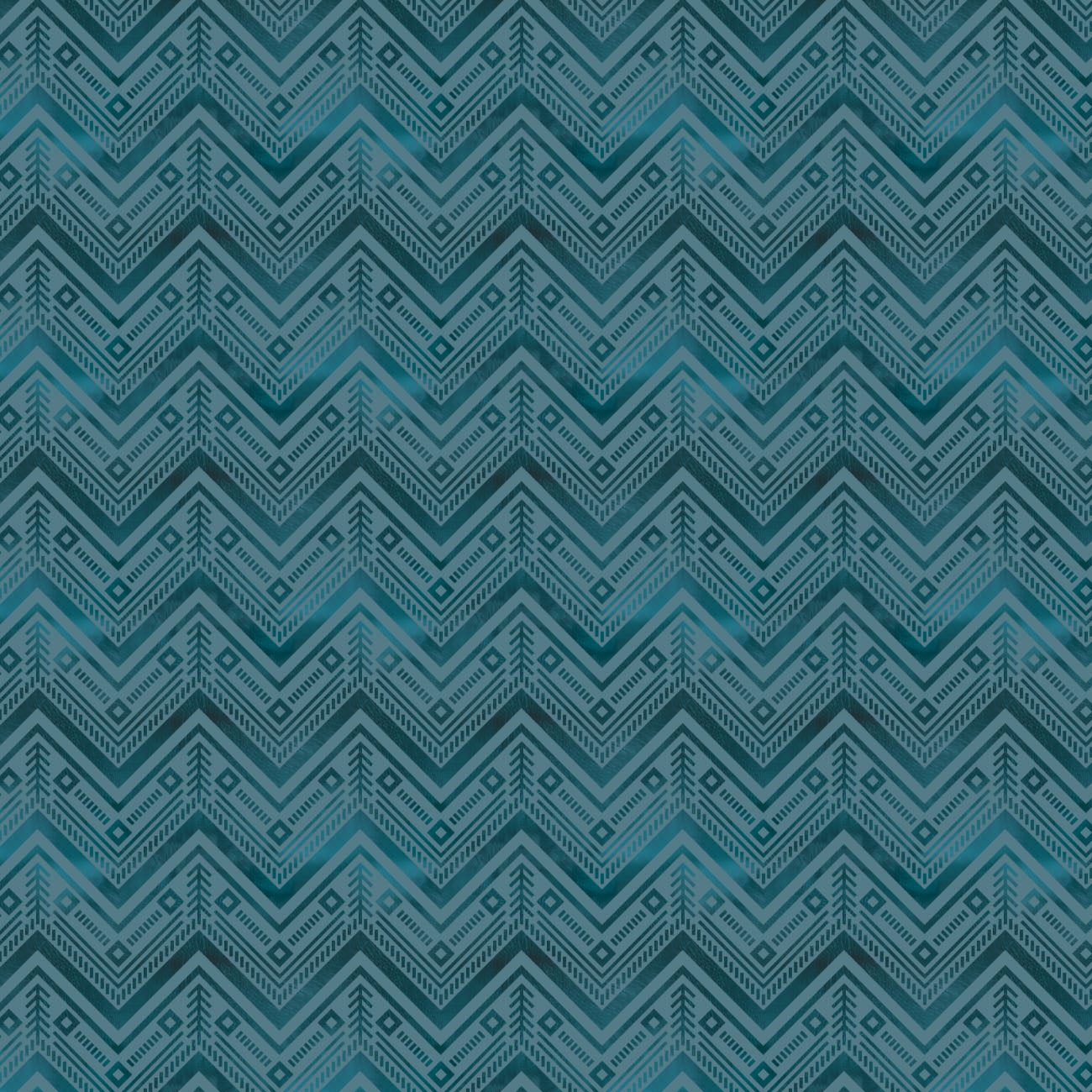 Twilight Pack Collection-Forest Geo Chevron-Blue-100% Cotton-16250103-03