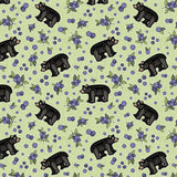 Justine Proulx SS26 Collection-Bears and Blueberries-Light Green-Quilting Cotton-17260104-01