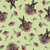 Justine Proulx SS26 Collection-Hares and Flowers-Light Green-Quilting Cotton-17260105-01