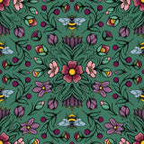 Collection Justine Proulx SS26-Tapisserie Fleurs et Abeilles-Vert Foncé-17260108-02