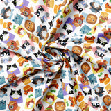 Litter-ary Cats Collection-Classic Cats-White-Quilting Fabrics-20240102-01