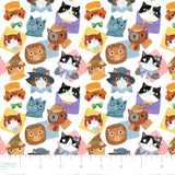 Litter-ary Cats Collection-Classic Cats-White-Quilting Fabrics-20240102-01