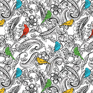 Summertime Sketches Collection-Paisley with a Pop-100% Cotton-White