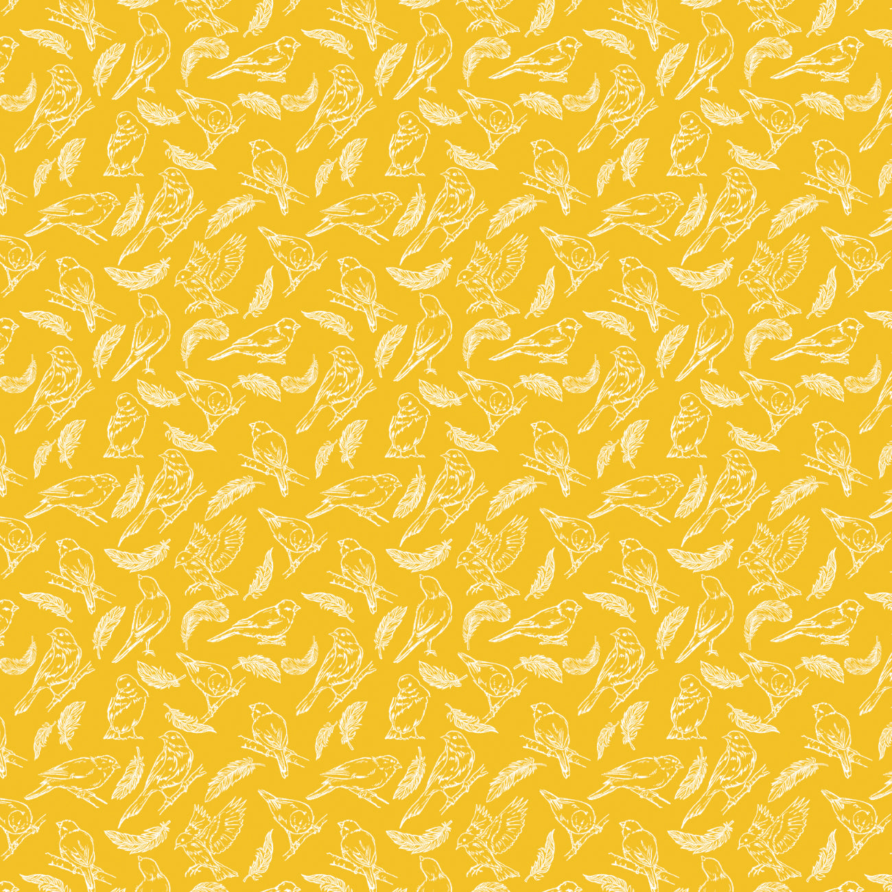 Summertime Sketches Collection-Bird Study-100% Cotton-Yellow