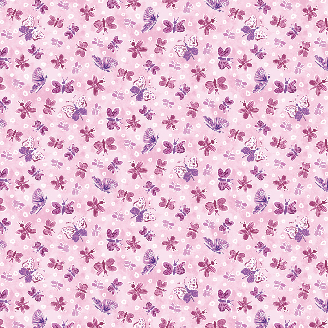 Nature's Melody Collection-Ditsy Butterflies-100% Cotton-Pink