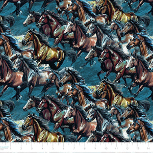 Flying Horse Stables Collection-Harras-100% Cotton-Blue