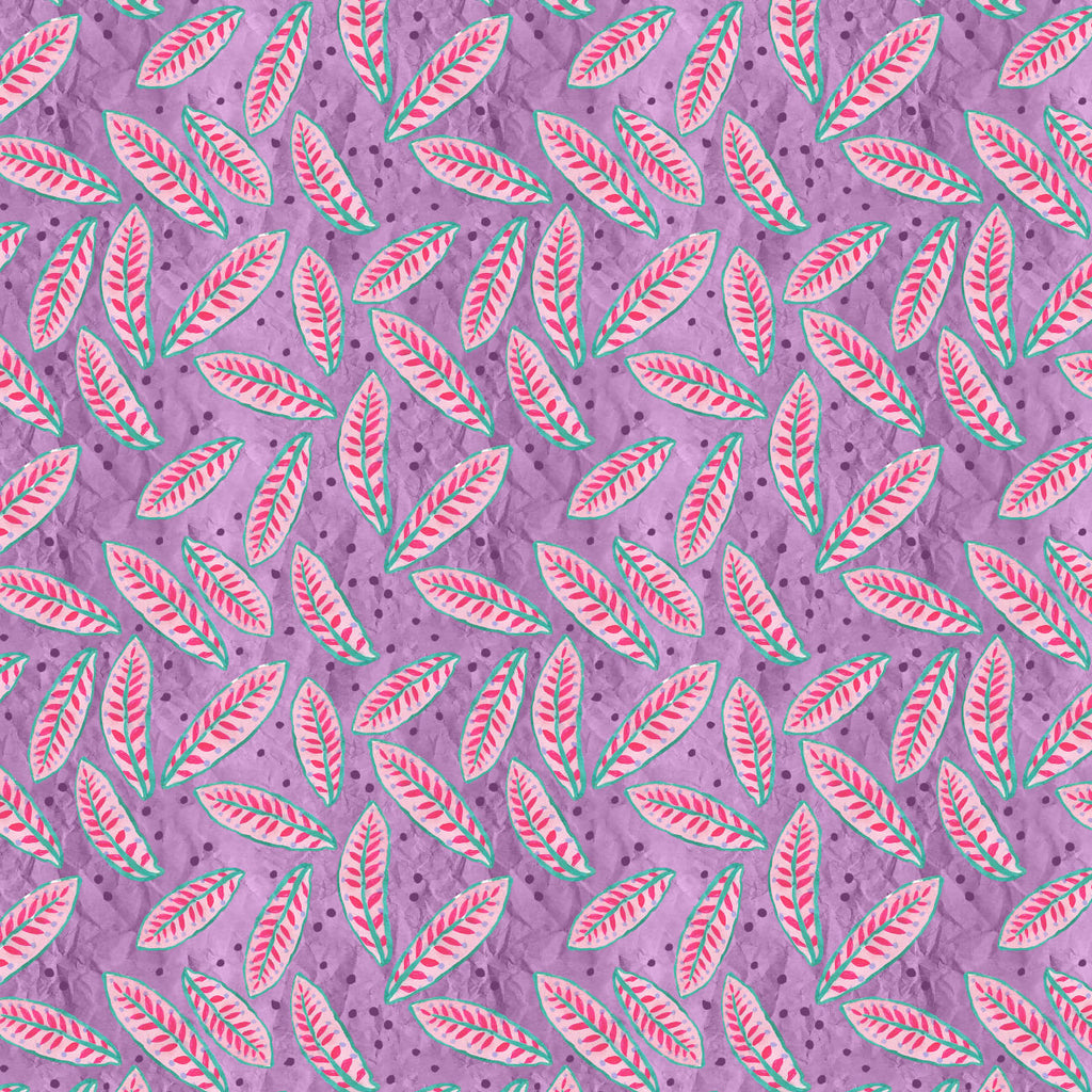 Fox Grove Collection-Leafy Feather-100% Cotton-Purple