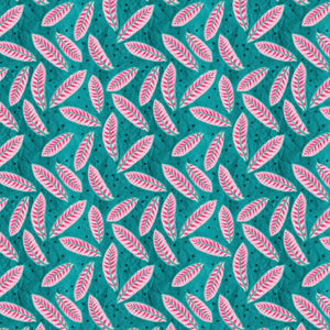 Fox Grove Collection-Leafy Feather-100% Cotton-Teal