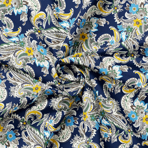Collection Cachemire d'Hiver  Paisley d'hiver-100% coton-Bleu-21231001-01