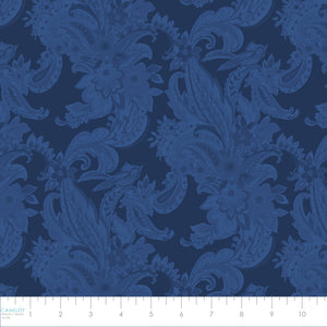 Collection Cachemire d'Hiver - Paisley ton sur ton-100% coton-bleu-21231002-01