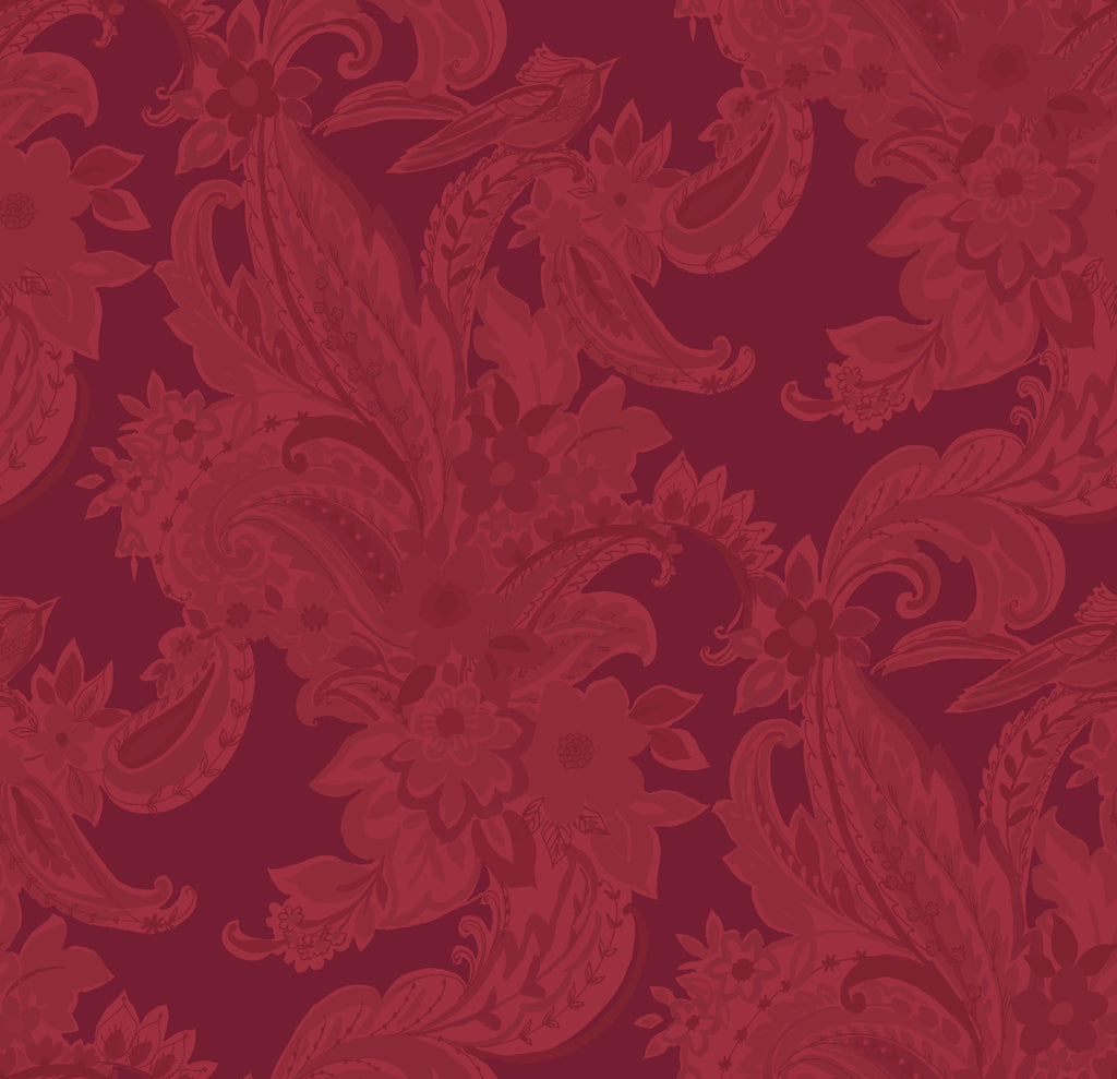 Collection Cachemire d'Hiver Paisley ton sur ton-100% coton-Rouge-21231002-02