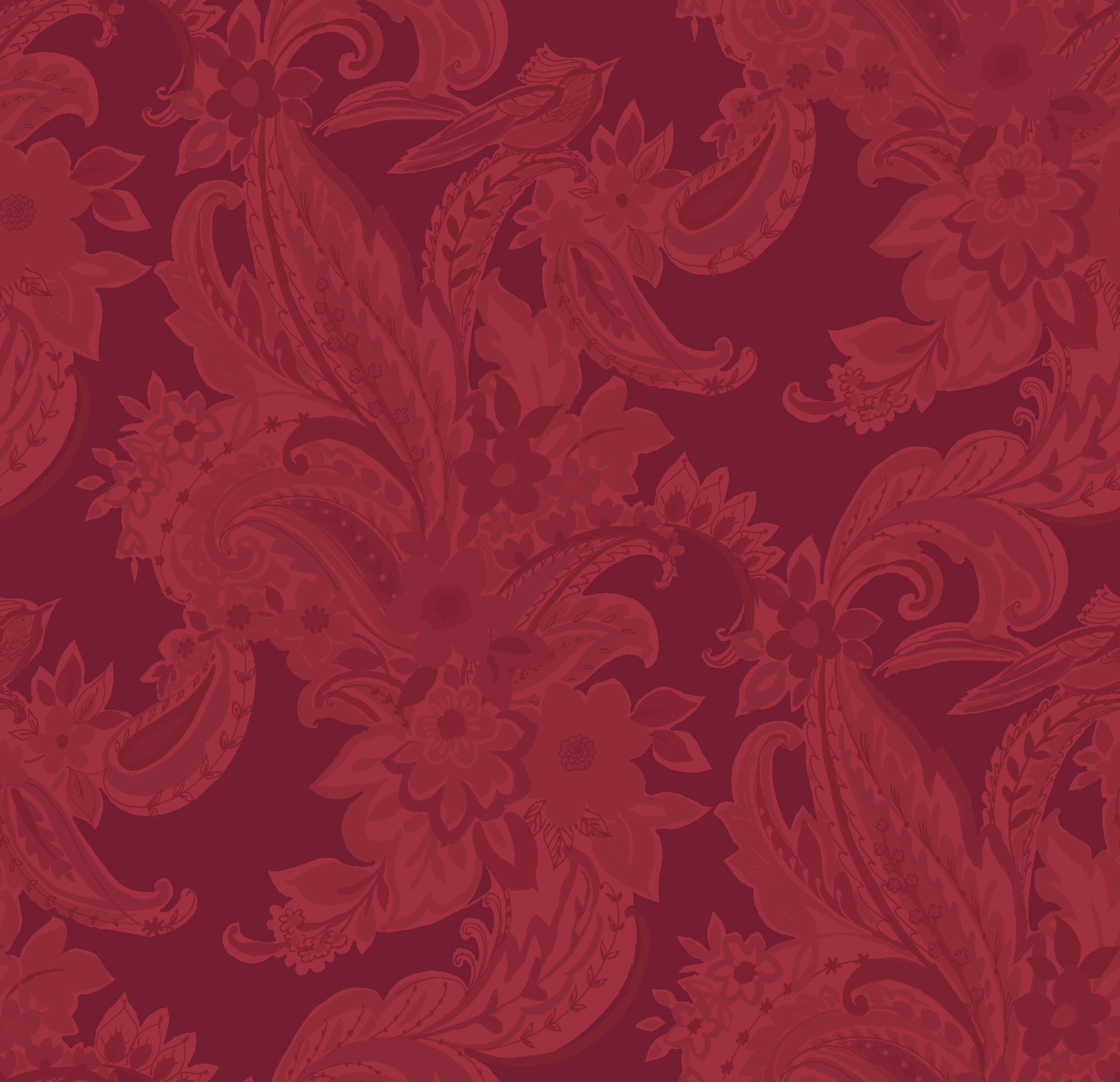Winter Paisley Collection-Tonal Paisley-100% Cotton-Red-21231002-02