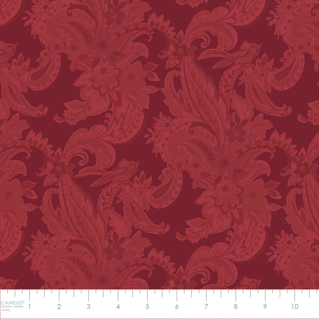 Collection Cachemire d'Hiver Paisley ton sur ton-100% coton-Rouge-21231002-02