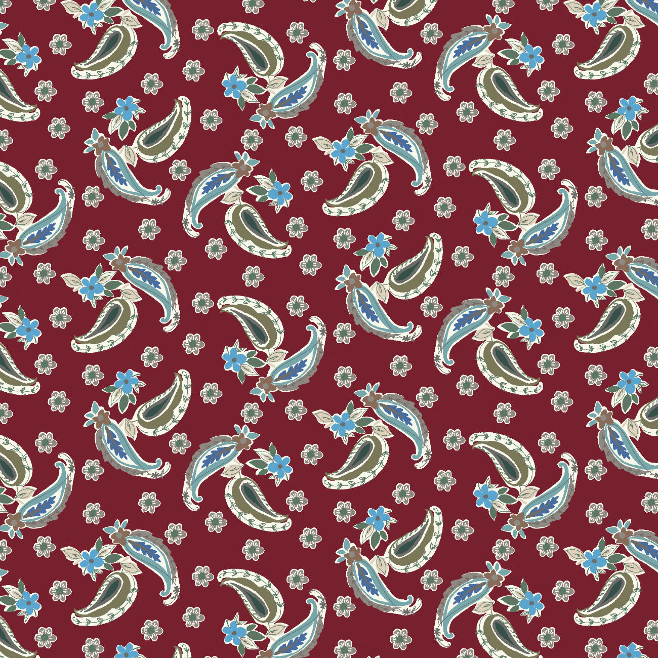 Winter Paisley Collection-Deconstructed Paisley-100% Cotton-Red-21231003-02