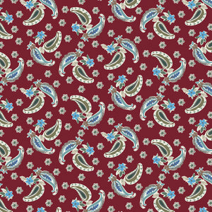 Winter Paisley Collection-Deconstructed Paisley-100% Cotton-Red-21231003-02