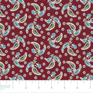 Winter Paisley Collection-Deconstructed Paisley-100% Cotton-Red-21231003-02