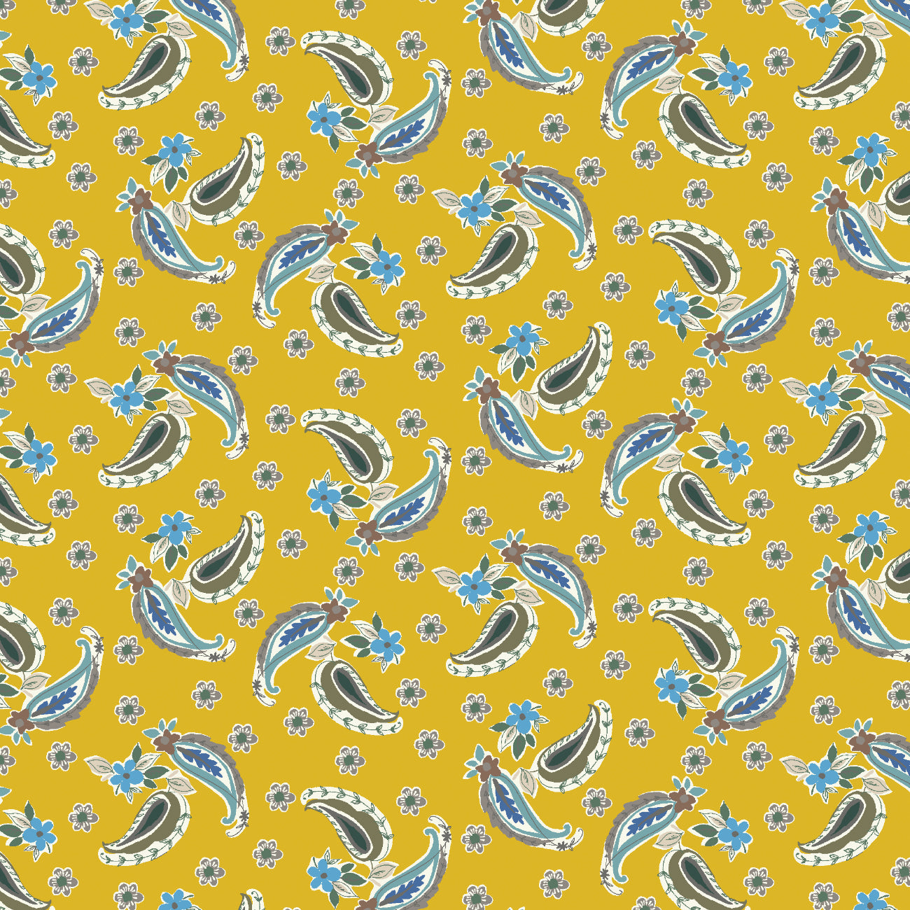 Winter Paisley Collection-Deconstructed Paisley-100% Cotton-Yellow-21231003-03