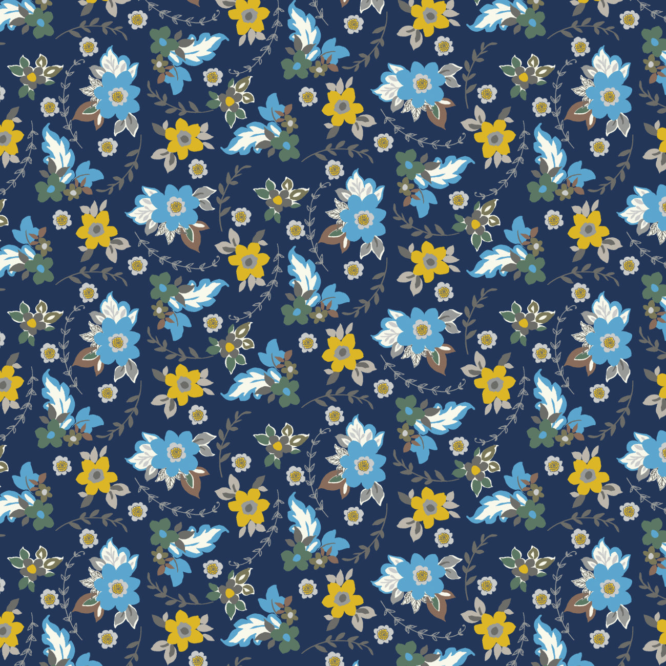 Winter Paisley Collection-Paisley Blooms-100% Cotton-Blue-21231004-01
