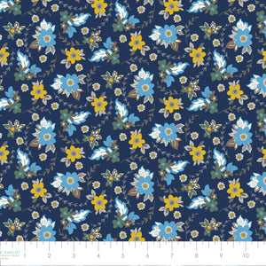 Collection Cachemire d'Hiver-   Fleurs cachemire  100% Coton-Bleu-21231004-01