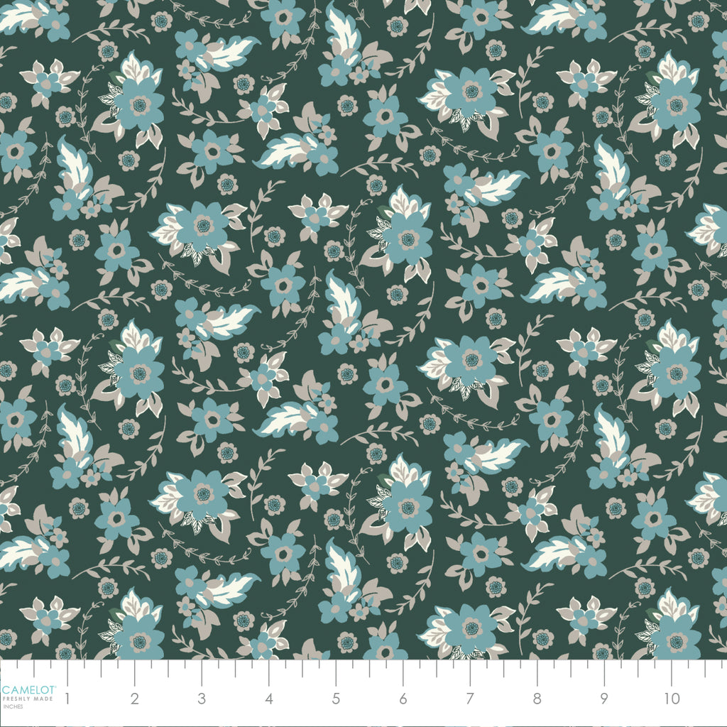 Collection Cachemire d'Hiver  -Fleurs Paisley-100% Coton  Vert-21231004-02