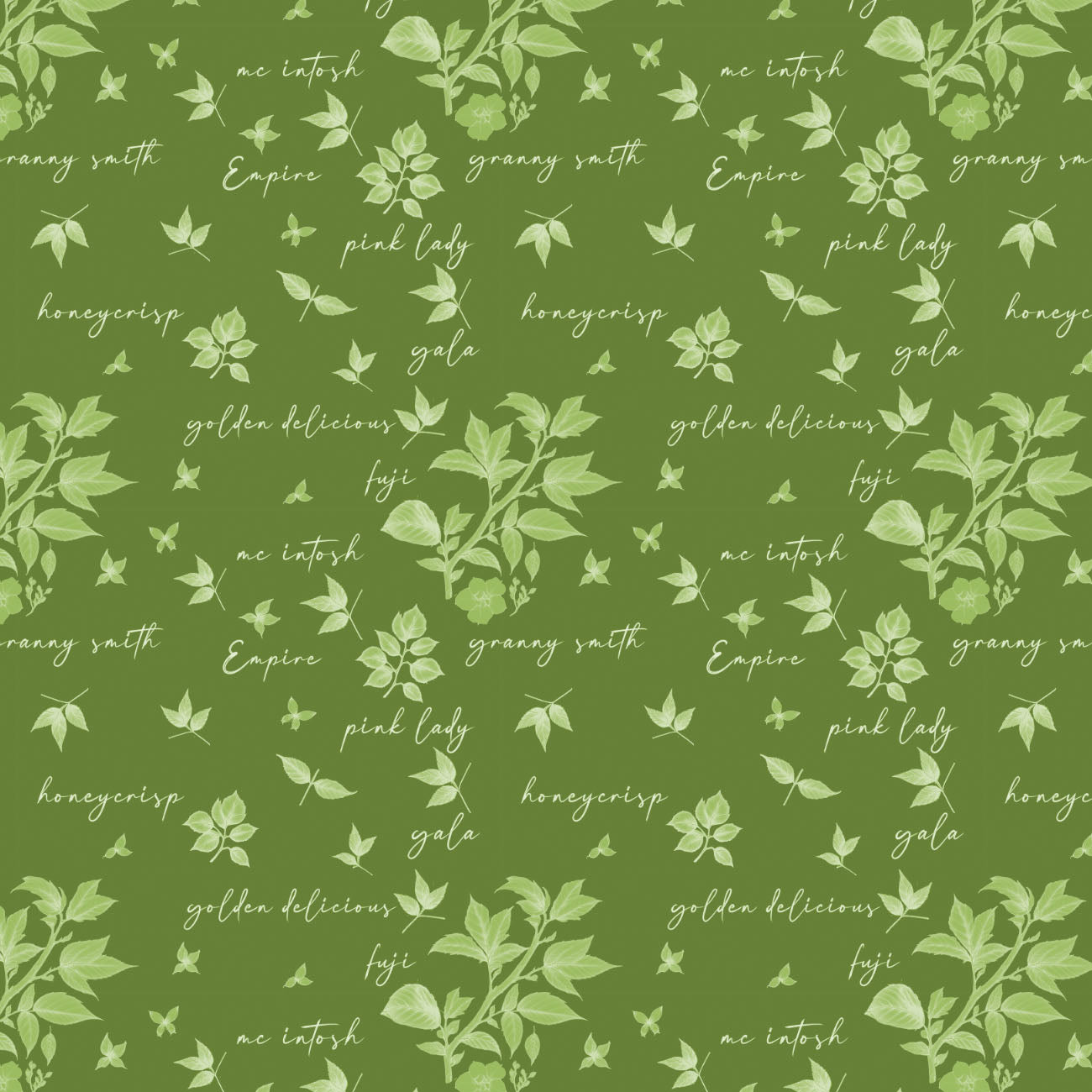 Apple Orchard Collection-Apples Names-100% Cotton-Green-21231107-02