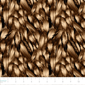 Strokes of the Wild Collection-Feathers-Brown-100% Cotton 21231201-02