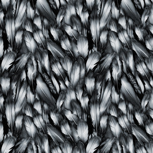 Strokes of the Wild Collection-Feathers-Grey-100% Cotton 21231201-03