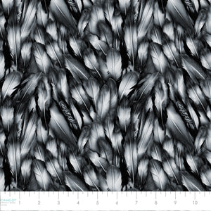 Strokes of the Wild Collection-Feathers-Grey-100% Cotton 21231201-03