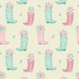 Rodeo Rose Collection-Boots in Bloom-Cream-100% Cotton-21240302-01