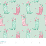 Rodeo Rose Collection-Boots in Bloom-Light Aqua-100% Cotton-21240302-02