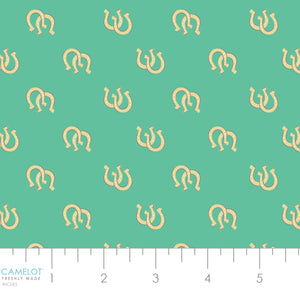 Rodeo Rose Collection-Lucky Horseshoes-Aqua-100% Cotton-21240304-02