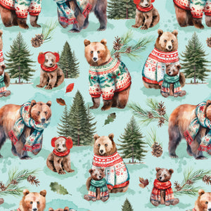 Merry Beary Collection-Solstice Snuggles-Light Aqua-100% Cotton-21240401-02