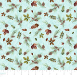 Collection Ours et Bonheur- -Trésors de la Forêt -Aqua Pâle-100% Coton-21240403-02