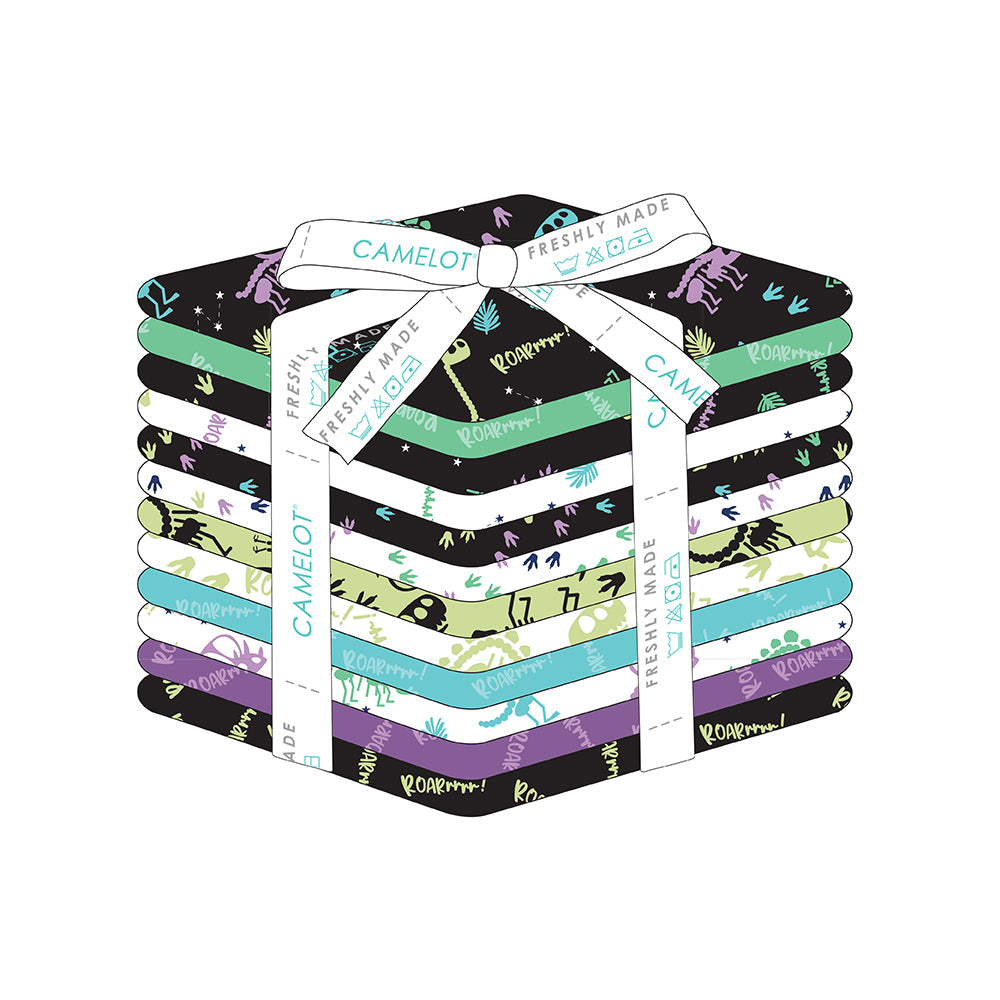 Collection Dinos Lumineux Lot de Tissus Fat Quarter (12 pièces)-21240705FQB-Multi