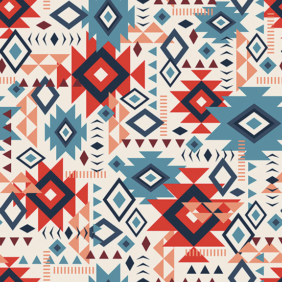 Spirit Peaks Collection-Aztec Geo Grid-Cream-100% Cotton-21250203-01