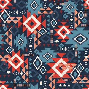 Spirit Peaks Collection-Aztec Geo Grid-Navy-100% Cotton-21250203-02